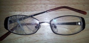 My glasses after being hit by a thrown bat at the Sept 2nd Arizona Diamondbacks vs Toronto Blue Jays baseball game.